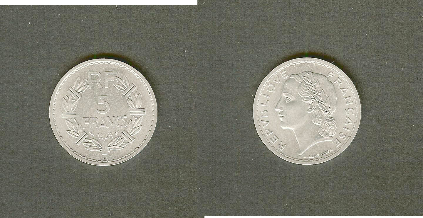5 francs Lavrillier, aluminium 1945 Castelsarrasin SPL+